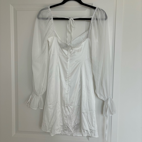 White Satin Engagement Party Dress - Picture 7 of 10